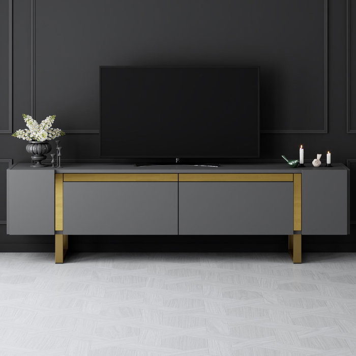 Hanah Home Mueble para TV Yildiz Antracita y Oro